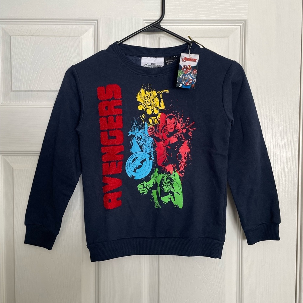 NWT Marvel Kids Navy Sweatshirt with Avengers Design 4-6 Years Old Hulk Iron Man